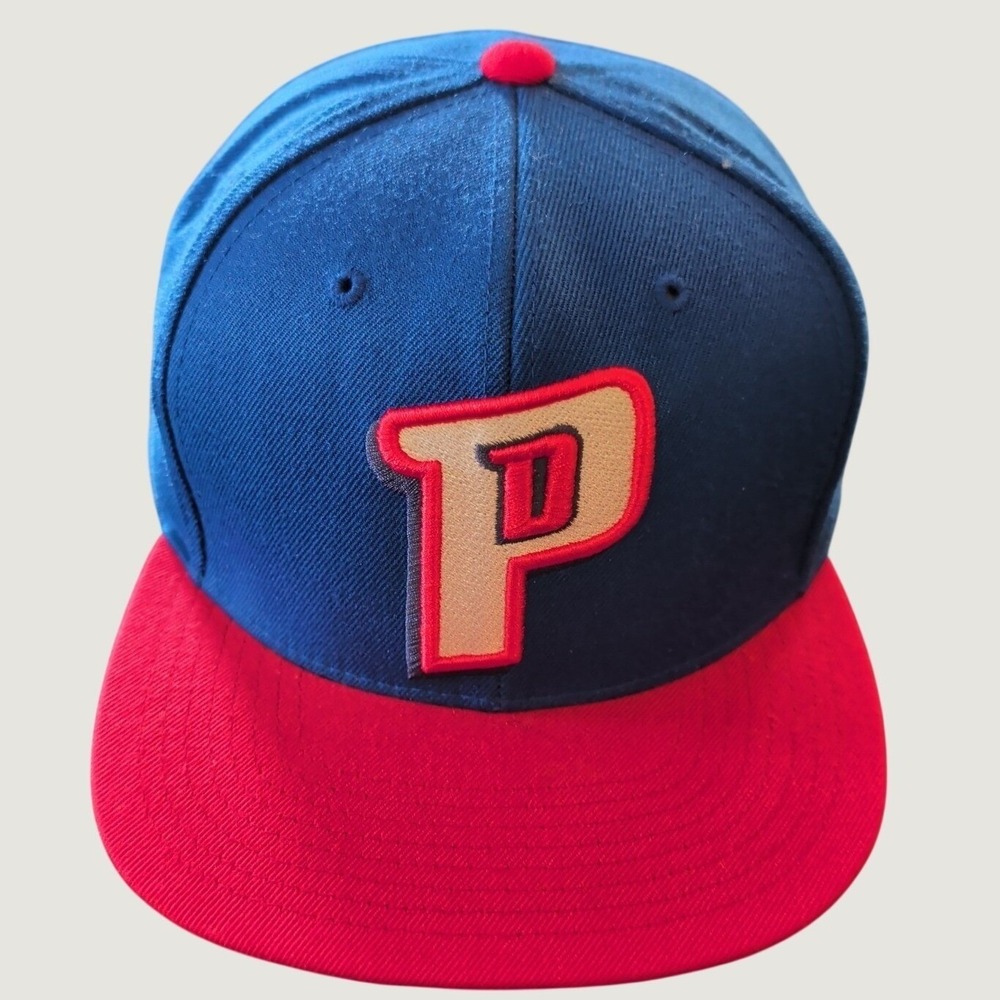 Mitchell & Ness Detroit Pistons Hat Cap Blue Red P Logo OSFM